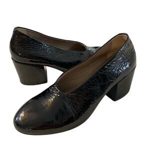 Marsell Italian Black Patent Chunky Heel Pumps Upscale Corpcore Size EU 37 US 7